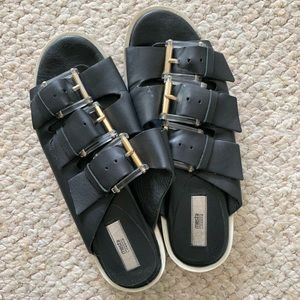 Miista black leather sandals with buckles